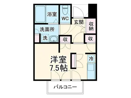 G-ROOMS差間(1K/2階)の間取り写真