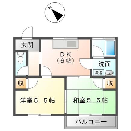 戸村ハイツ(2DK/2階)の間取り写真