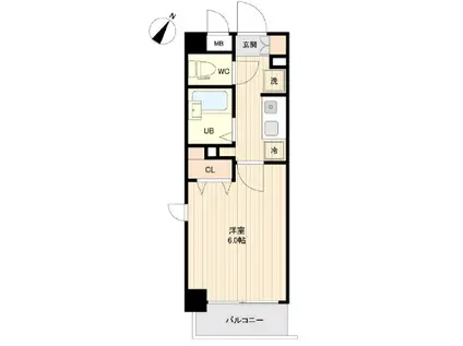 プライムアーバン行徳駅前Ⅱ(1K/4階)の間取り写真