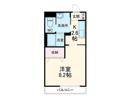 ビジュノーブル(1K/2階)の間取り写真
