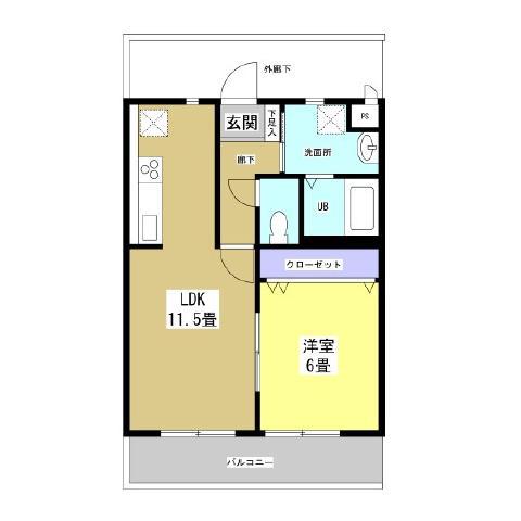エムズドリームⅥ(1LDK/3階)の間取り写真