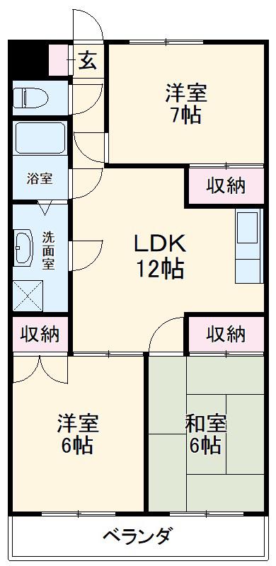 羽田第二ビル(3LDK/4階)の間取り写真