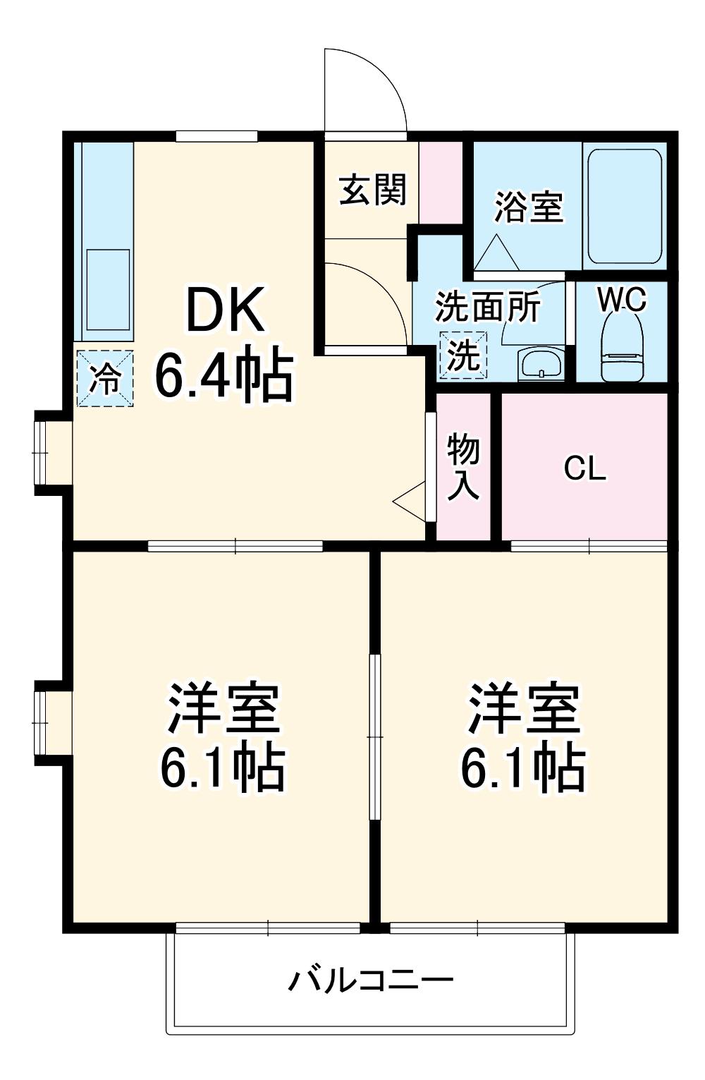 エスポワール西浦和(2DK/1階)の間取り写真