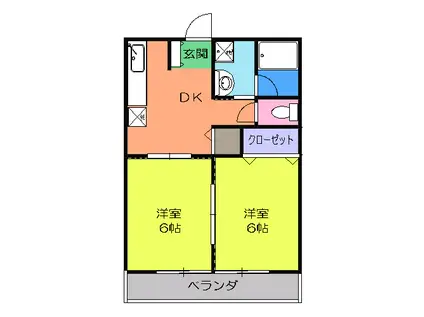 HEART LAND(2DK/2階)の間取り写真