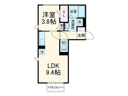 セジュールウィット大池(1LDK/2階)の間取り写真