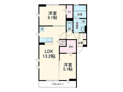 MANOIRBLANCⅡ(2LDK/2階)の間取り写真