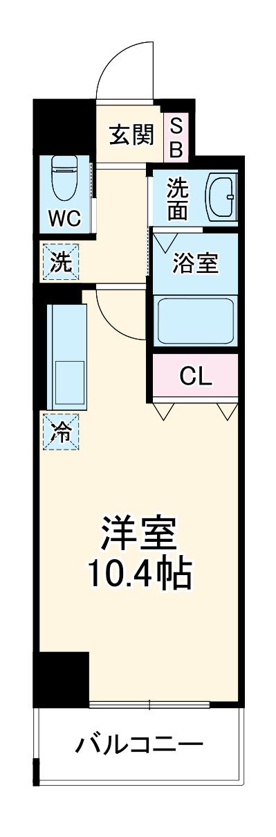 RIVER MET 覚王山 (ワンルーム/4階)の間取り写真