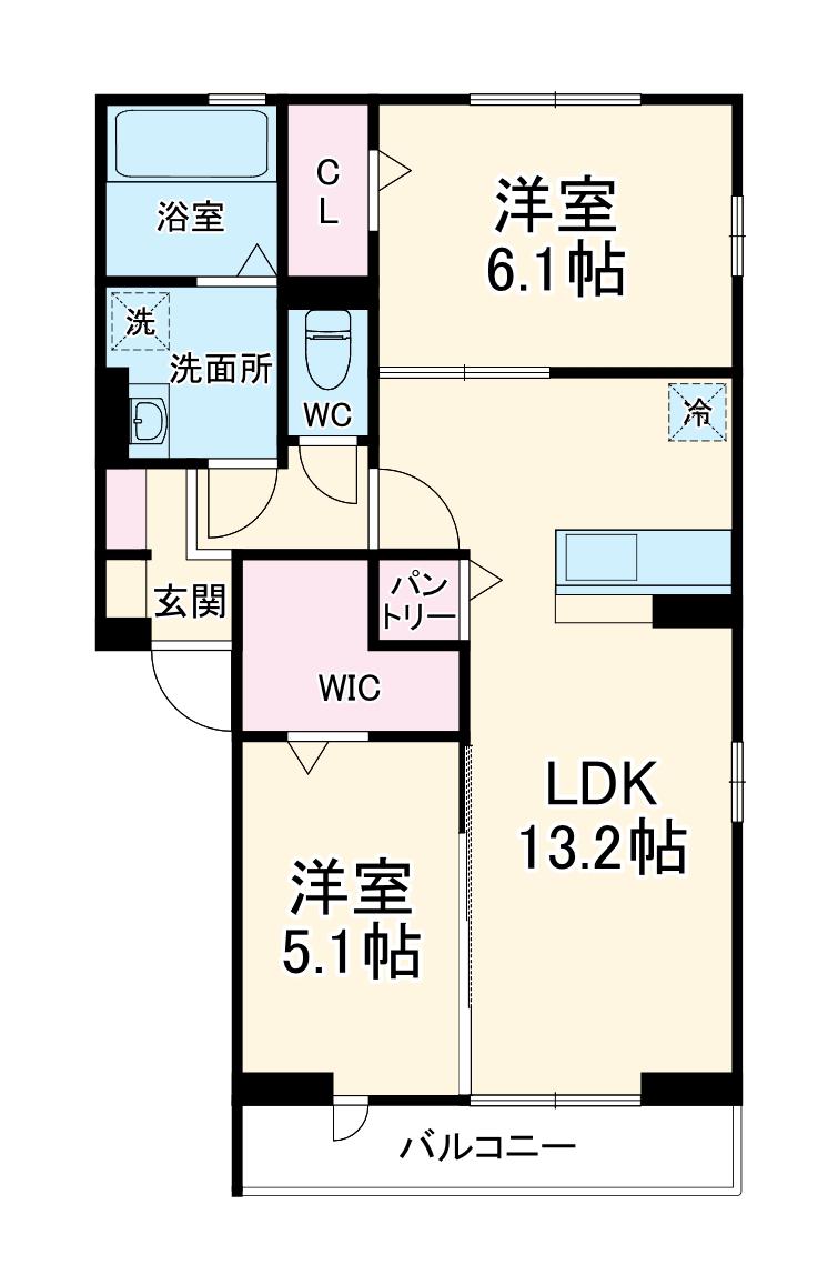 MANOIRBLANCⅡ(2LDK/3階)の間取り写真