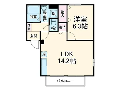 ペアシティハイツⅡ(1LDK/1階)の間取り写真