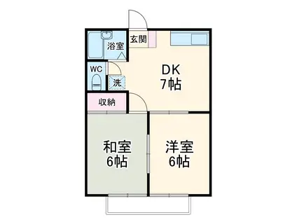 サニーサイド33(2DK/2階)の間取り写真