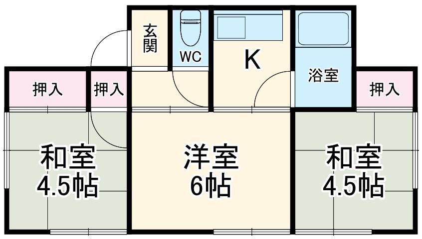横浜線 矢部駅 徒歩21分 1階建 築53年(2DK)の間取り写真