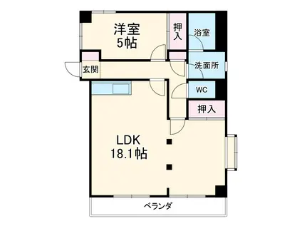コーポ三瀧(1LDK/7階)の間取り写真