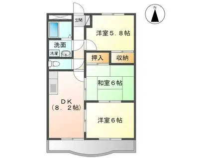 サンタプレイス岡崎(3DK/2階)の間取り写真