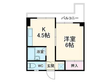 YKマンション(1DK/3階)の間取り写真