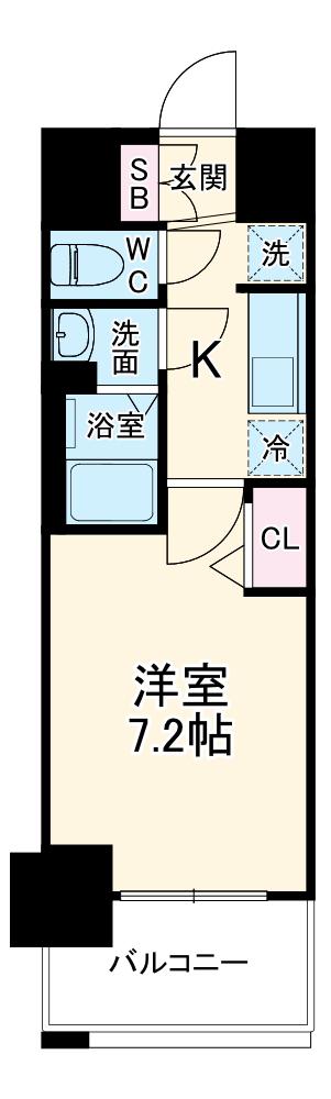 プレサンス大国町ラヴェニール(1K/6階)の間取り写真