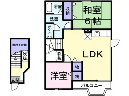 グリーンヒルズI(2LDK/2階)の間取り写真