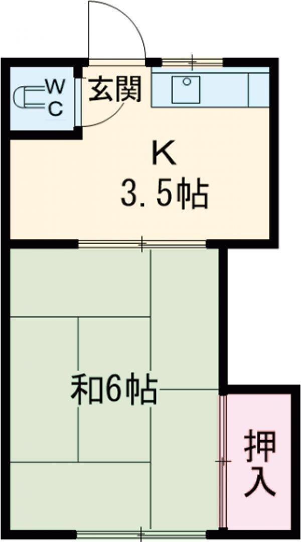 福富荘(1K/2階)の間取り写真