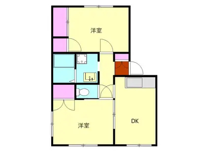 ボタニカアパルトマンⅡ(2DK/1階)の間取り写真