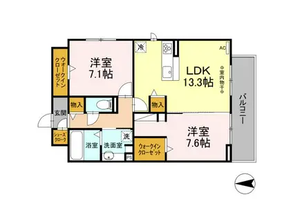 リヴェール広田(2LDK/2階)の間取り写真