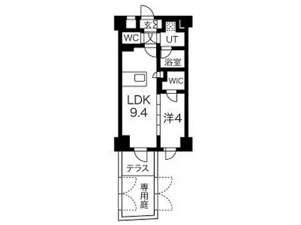 サットンアリビオ八王子(1LDK/1階)の間取り写真