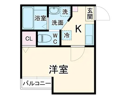 BLANC CUBE一ノ割(1K/2階)の間取り写真