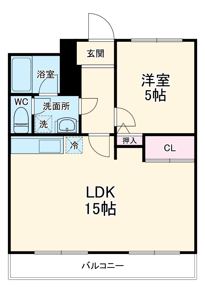 グレイスイセハラ(1LDK/4階)の間取り写真