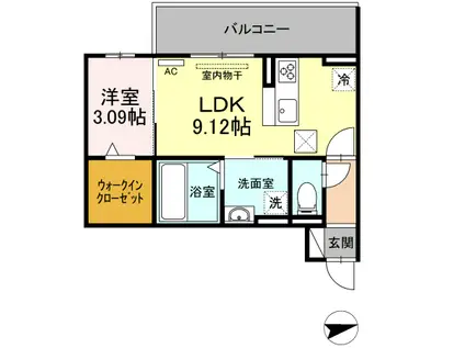 エスペランサ旭 A棟(1LDK/1階)の間取り写真
