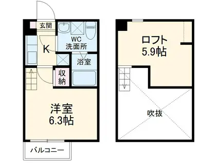 プロローグ(1K/2階)の間取り写真