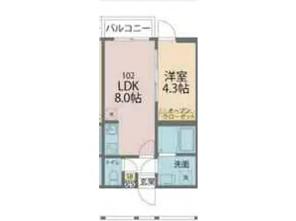 カインドネス八王子元本郷(1LDK/3階)の間取り写真