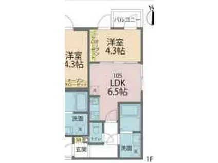 カインドネス八王子元本郷(1LDK/3階)の間取り写真