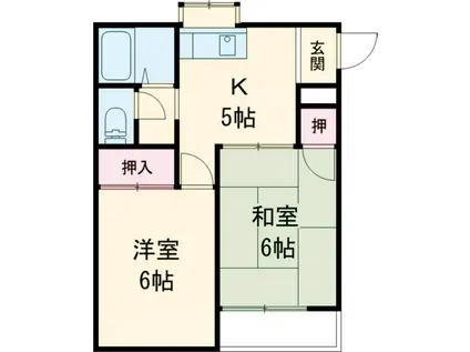 平川グリーンハイツ(2DK/2階)の間取り写真