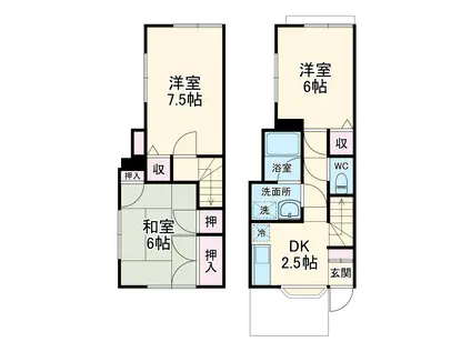 サニーハイツ三枝(3K/1階)の間取り写真