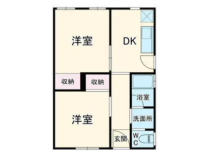 豊橋鉄道渥美線 高師駅 徒歩4分 1階建 築56年(2LDK)の間取り写真