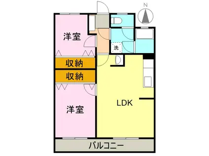 コーポ富士見(2LDK/2階)の間取り写真