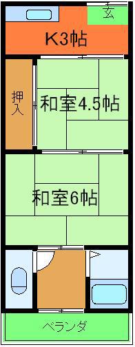 信太山ハウス5号館(2K/1階)の間取り写真