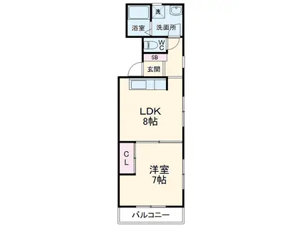 蓮正寺マンション(1LDK/3階)の間取り写真