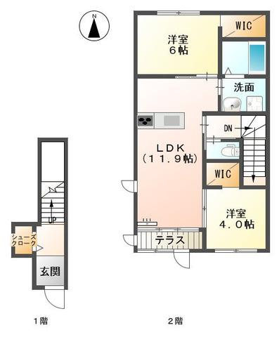 ラリュールⅠ(2LDK/2階)の間取り写真