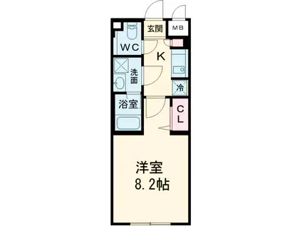 XEBEC経堂(1K/1階)の間取り写真