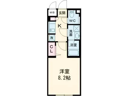 XEBEC経堂(1K/2階)の間取り写真