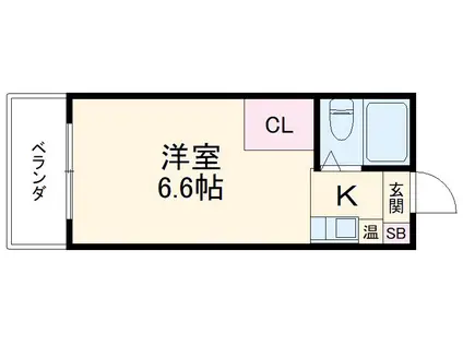 ビビッド原(ワンルーム/2階)の間取り写真