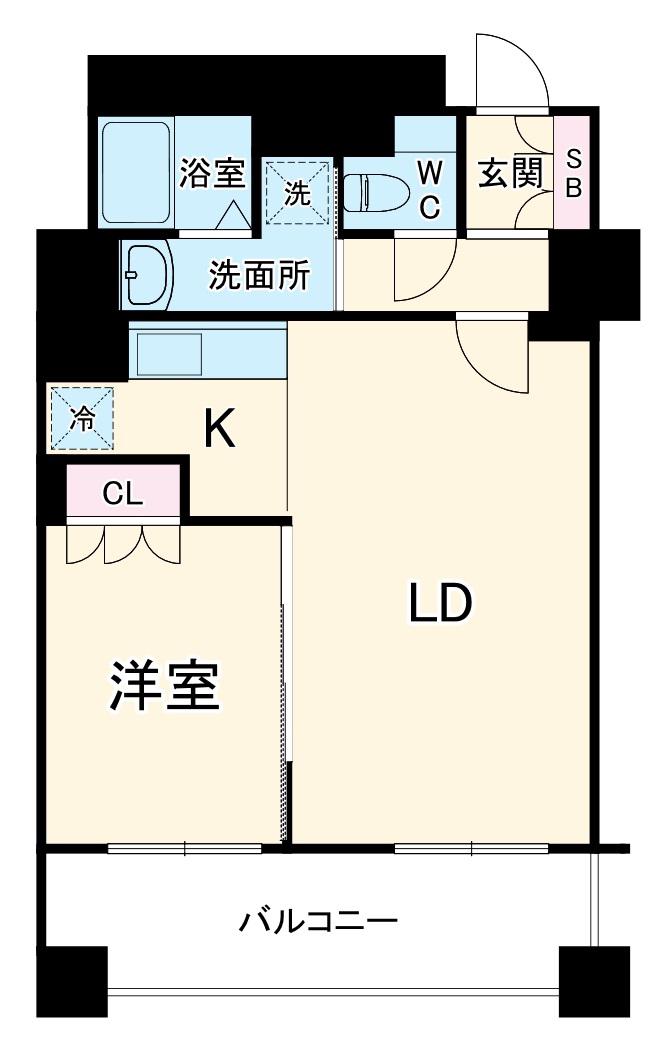 パークアクシス名駅南(1LDK/13階)の間取り写真