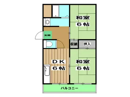 コーポ嵯峨野(2DK/2階)の間取り写真
