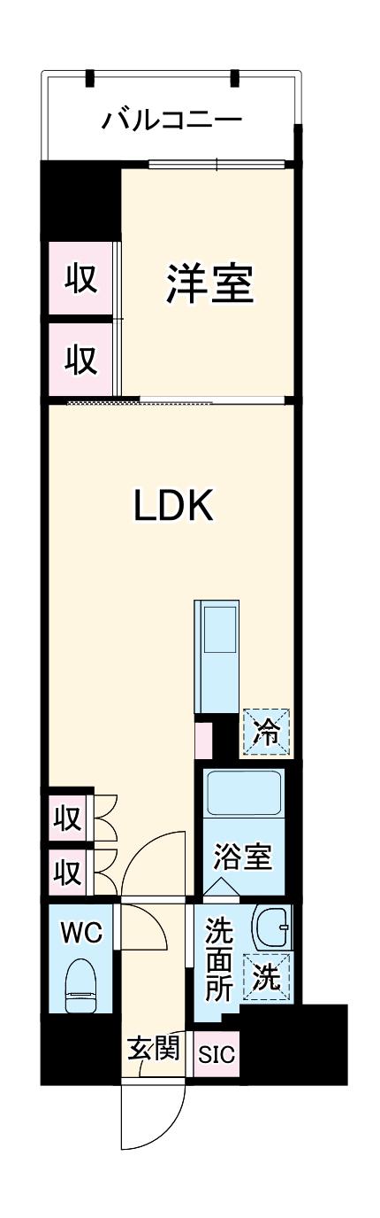 S-RESIDENCE大阪上本町(1LDK/10階)の間取り写真