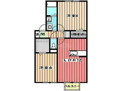 セントアンドリュースB棟(2LDK/1階)の間取り写真