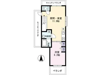 ブラウニ世田谷(1LDK/3階)の間取り写真
