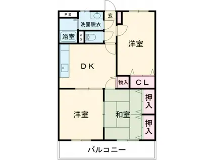 エスポワール2田井(3DK/3階)の間取り写真