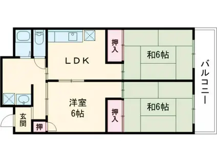 寺川マンション1号館(3LDK/2階)の間取り写真