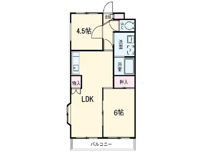 ウィンズ中央(2LDK/3階)の間取り写真