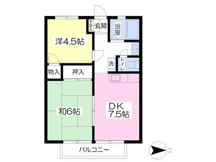 カワマタハイツ(2DK/2階)の間取り写真
