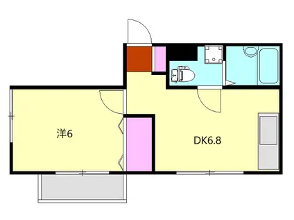 シャンロック湯本(1DK/3階)の間取り写真